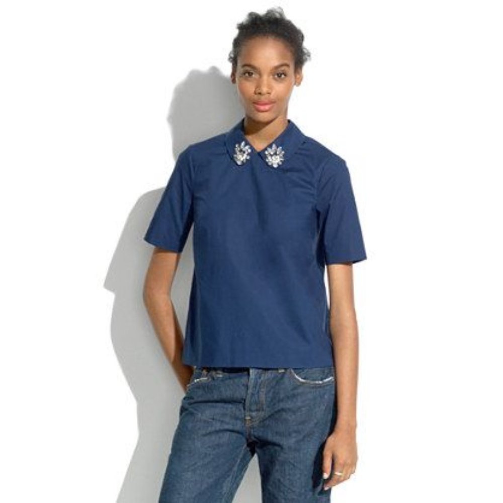 Madewell Blouse Gem Collar Top